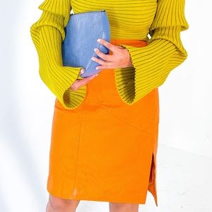 Vintage Leather Midi Skirt